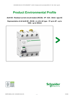 Acti9 iID - Residual current circuit breaker (RCCB) - 4P - 63A - 30mA - type AC - Product Environmental Profile