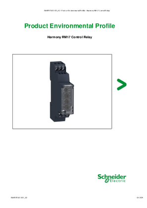 Zelio Measurement Relay - RM17… Control Relay, Product Environmental profile