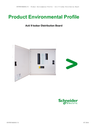 Product Environmetal Profile - Acti9 Isobar Distribution Board