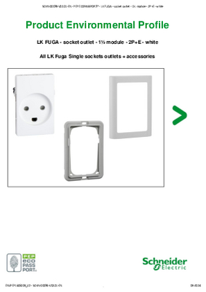 LK FUGA - socket outlet - 1½ module - 2P+E - white - Product Environmental Profile