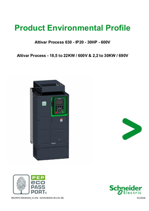 Altivar Process 630 - IP20 - 30HP / 600V - 18,5to22KW / 600V & 2,2 to 30KW / 690V, Product Environmental Profile
