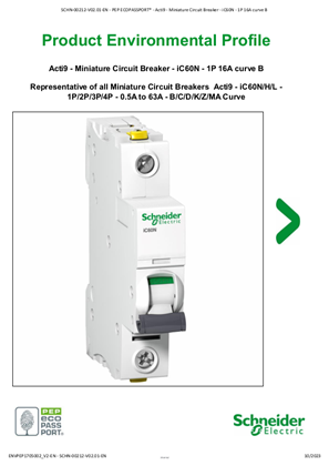 Acti9 - Miniature Circuit Breaker - iC60N - 1P 16A curve B - Product Environmental Profile