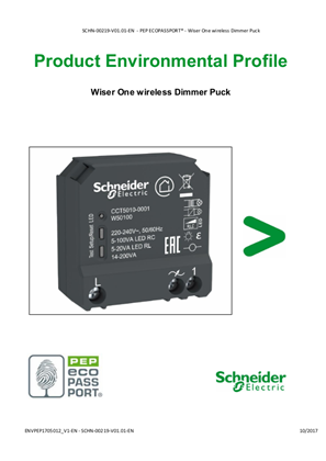 Wiser - Wireless Dimmer Puck - Product Environmental Profile