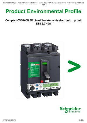 PEP_EasyPact, CVS 100-250A CVS100N 3P circuit breaker with electronic trip unit ETS 6.2 40A