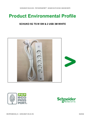 SCHUKO 5G TS W SW + 2 USB 3M WHITE - Product Environmental Profile