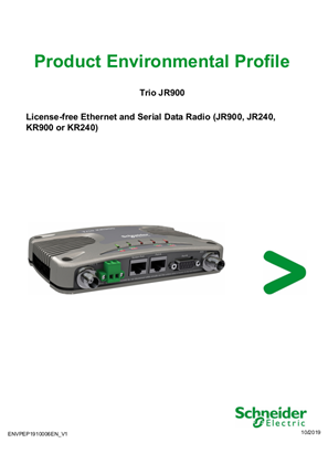 Trio JR900 License-free Ethernet and Serial Data Radio, Product Environmental Profile