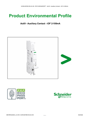 Acti9, Auxiliary Contact - iOF 2-100mA - Product Environmental Profile