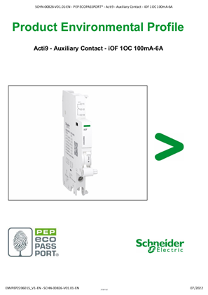 Acti9 - Auxiliary Contact - iOF 1OC 100mA-6A - Product Environmental Profile