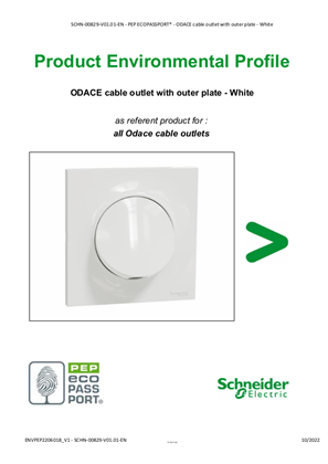 Odace - cable outlet with outer plate - White - Product Environmental Profile