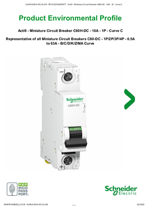 Acti9 - Miniature Circuit Breaker C60H-DC - 10A - 1P - Curve C - Product Environmental Profile
