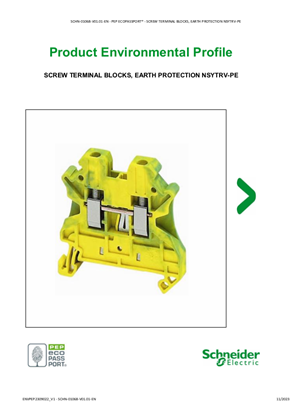 SCREW TERMINAL BLOCKS, EARTH PROTECTION NSYTRV-PE - Product Environmental Profile