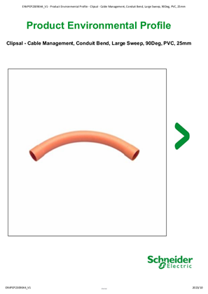 Clipsal - Cable Management, Conduit Bend, Large Sweep, 90Deg, PVC, 25mm