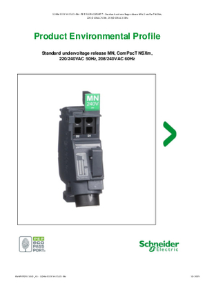 Standard undervoltage release MN, ComPacT NSXm, 220/240VAC 50Hz, 208/240VAC 60Hz - Product Environmental Profile