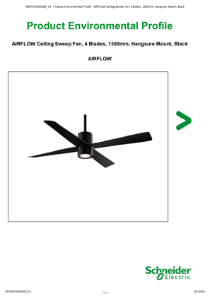 AIRFLOW Ceiling Sweep Fan, 4 Blades, 1300mm, Hangsure Mount, Black