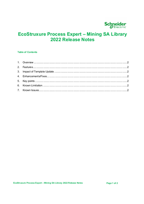 EcoStruxure Process Expert – Mining SA Library 2022
