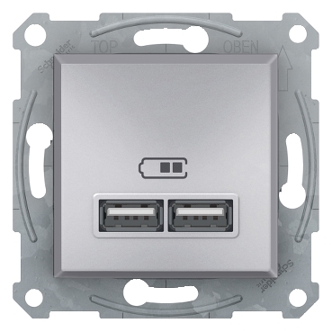 ASFORA Dupla USB töltő, 2.1A, A+A, alumínium