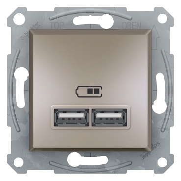 ASFORA Dupla USB töltő, 2.1A, A+A, bronz - EPH2700269