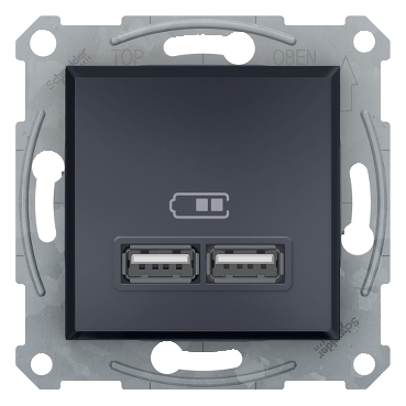 ASFORA Dupla USB töltő, 2.1A, A+A, antracit - EPH2700271