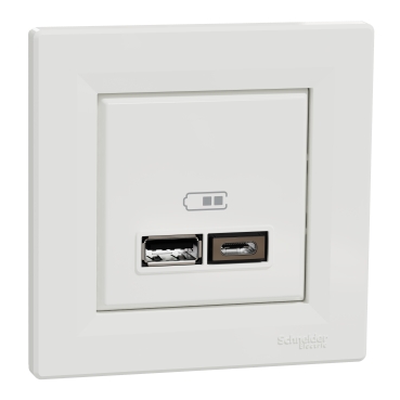 ASFORA Dupla USB töltő, 2,4A, A+C, fehér színű, EPH2700321