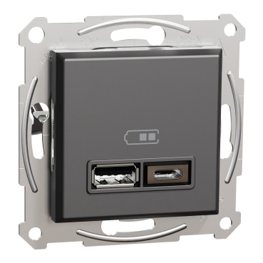 ASFORA Dupla USB töltő, 2,4A, A+C, antracit színű, EPH2700371