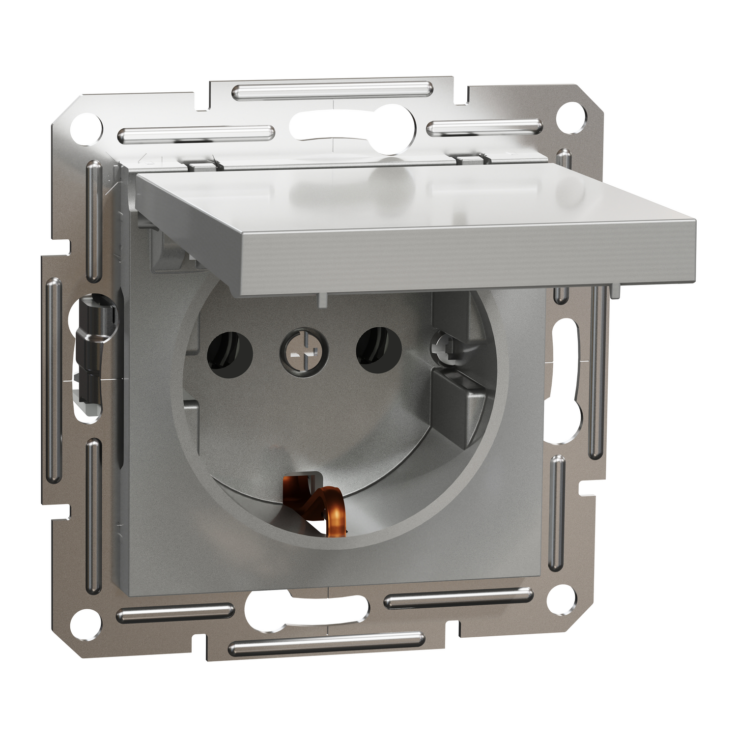 jednostruka utičnica sa uzemljenjem sa strane sa poklopcem, bez rama, aluminijum