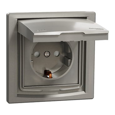 ASFORA 2P+F csatlakozóaljzat, biztonsági zsaluval, csapfedeles - IP44, bronz színű, EPH3100369