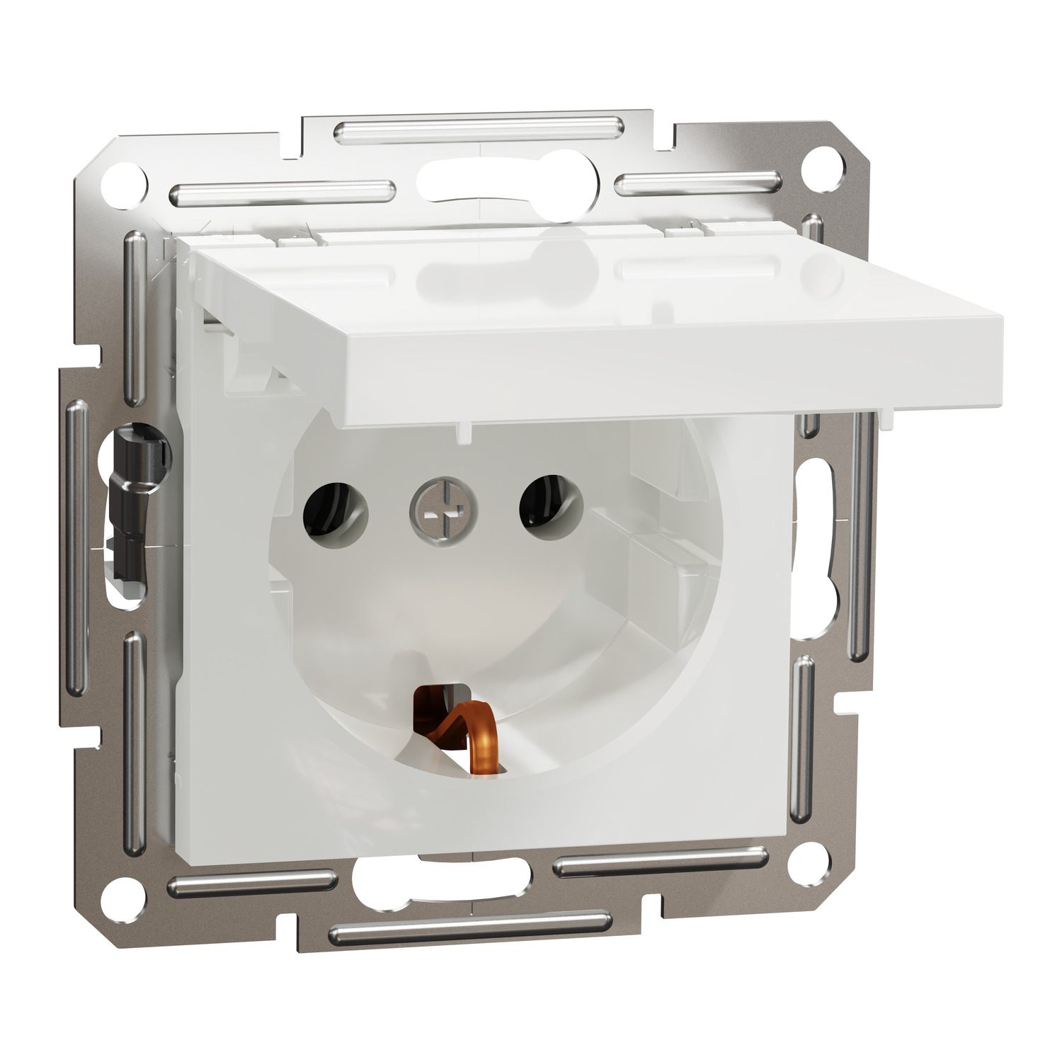 EPH3170121 Asfora - Prise simple avec terre latérale - 16 A couvercle sans cadre blanc