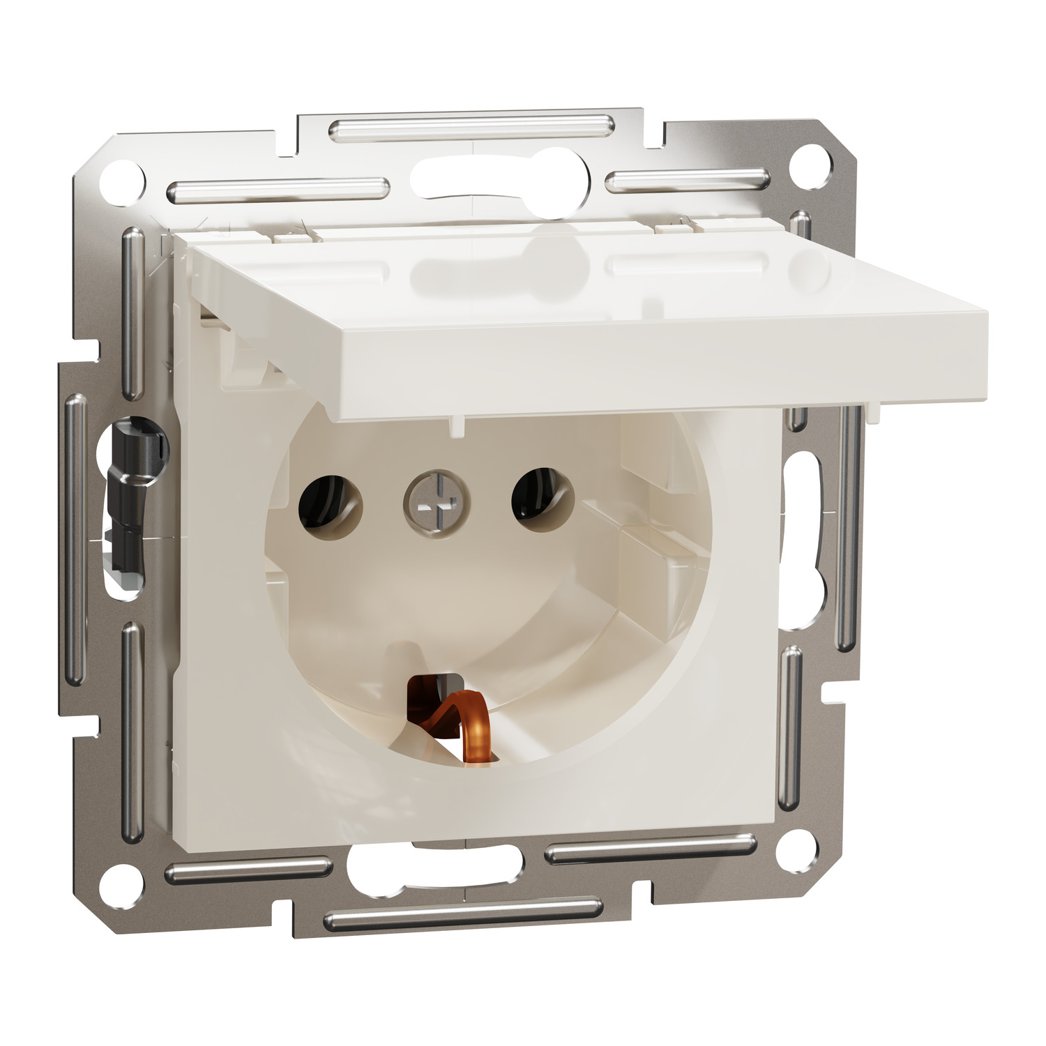 EPH3170123 Schneider Electric Asfora - Einzelsteckdose mit seitlicher Erdung - 16A Deckel ohne Rahmen creme