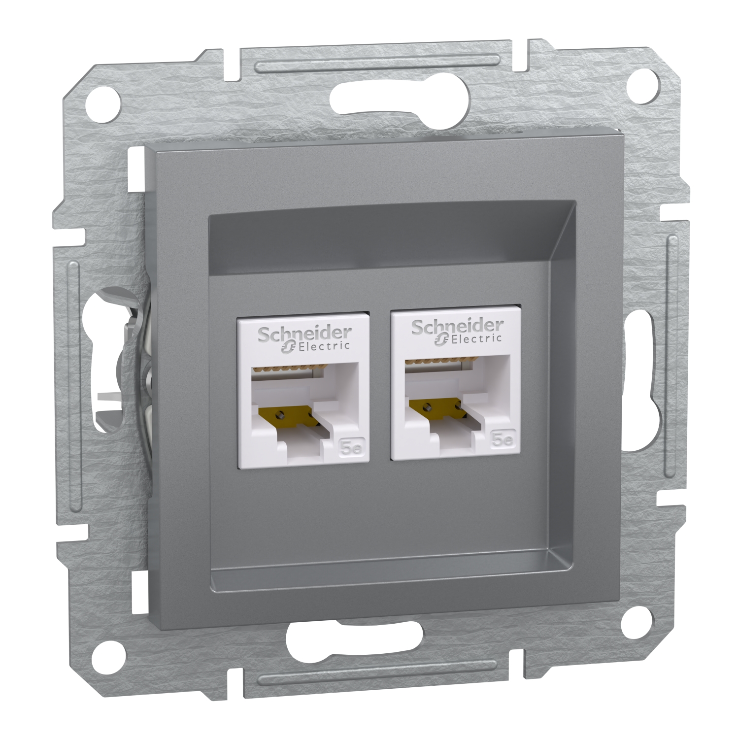 Asfora dupla komunikaciona utičnica kat. 5e UTP, bez rama, čelik