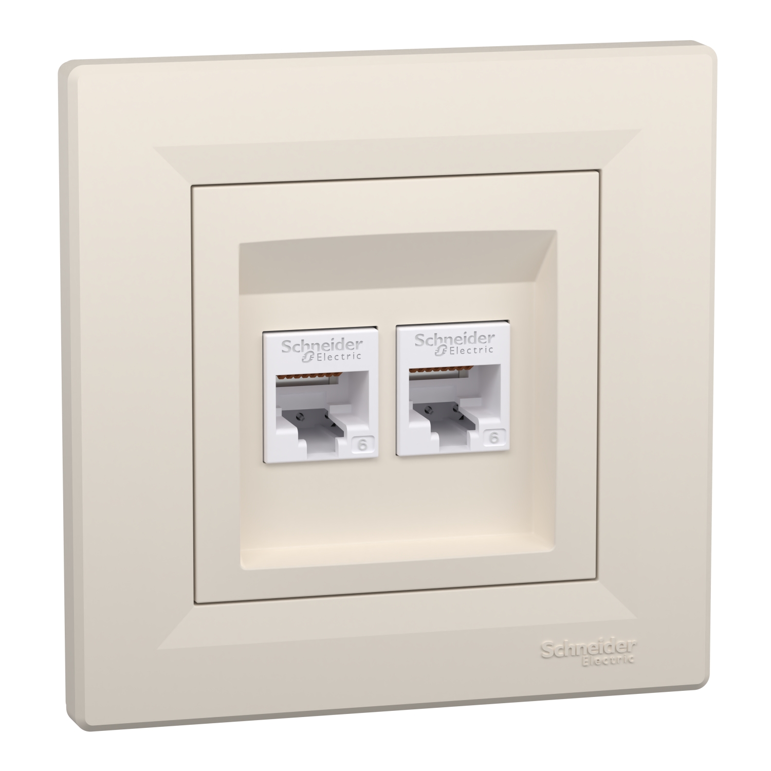 Asfora - dupla komunikaciona utičnica - RJ45 kat. 6 UTP krem