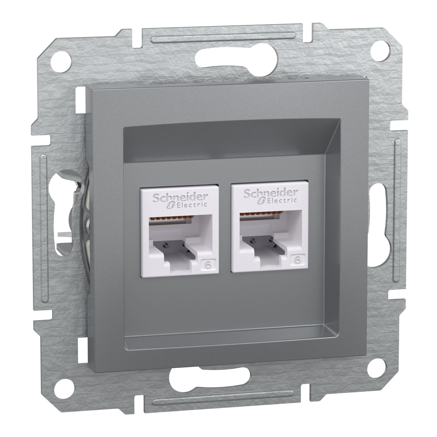 Asfora - dupla komunikaciona utičnica kat. 6 UTP, bez rama, čelik