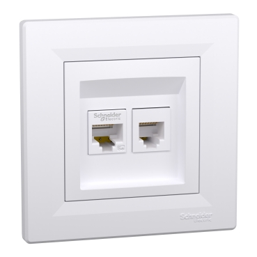 ASFORA RJ45 Cat5e UTP + RJ12 aljzat, fehér színű, EPH4900121