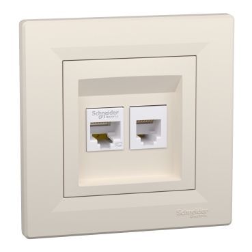 ASFORA RJ45 Cat5e UTP + RJ12 aljzat, bézs színű, EPH4900123