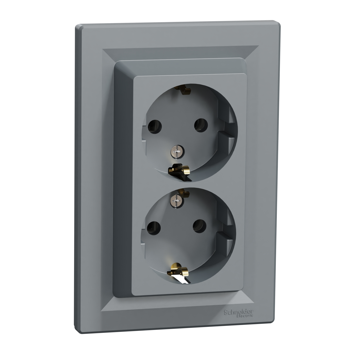 Asfora - dvostruka utičnica sa uzemljenjem sa strane, čelik