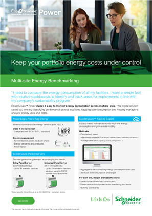Keep your portfolio energy costs under control / Multi Site Energy Benchmarking / EcoStruxure Power Application Note