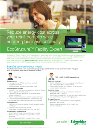 Ecostruxure Facility Expert - Reduce energy cost across your retail portfolio while enabling business continuity