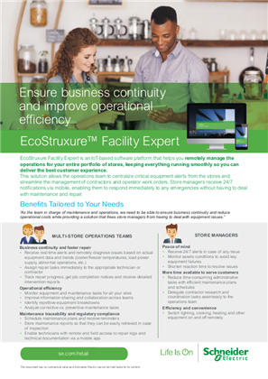 Ecostruxure Facility Expert - Ensure business continuity and improve operational efficiency