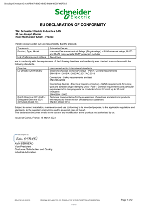 EU DOC - Zelio Relay RUM RUZ