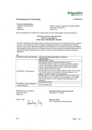 Schneider Charge Pro - EU Declaration of Conformity - Schneider Electric