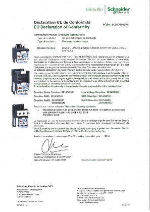 EU Declaration SC16040807B TeSys LR9D-LR9D110s-LAD7B205