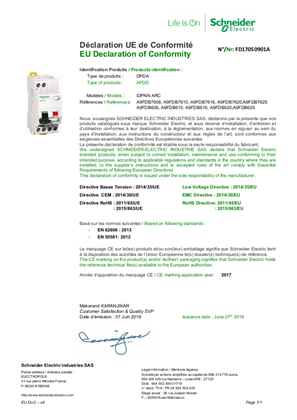 EU Declaration of Conformity Schneider Electric