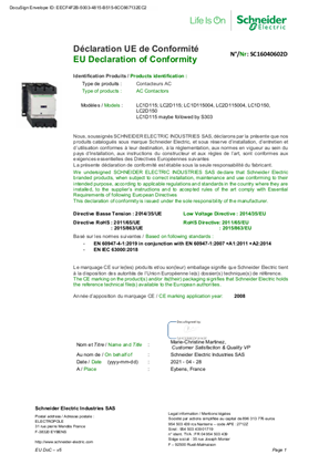 EU Declaration TeSys D_LC1D115-150 & LC2D115-150