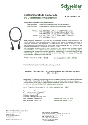 EVP1CNX32122 - Câble de recharge EVlink 10m 32A 1-Phase T2-T2