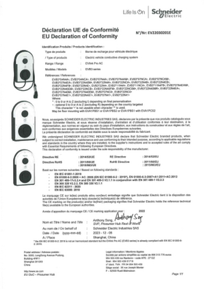 EVlink Pro AC, EBV3 series, EU Declaration of Conformity