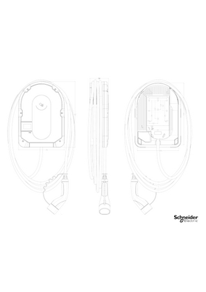 Schneider Charge Pro with attached cable - 2D with dimensions