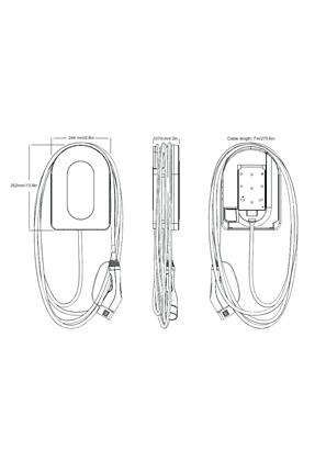 Schneider Charge with 7m Attached Cable - 2D Dimension