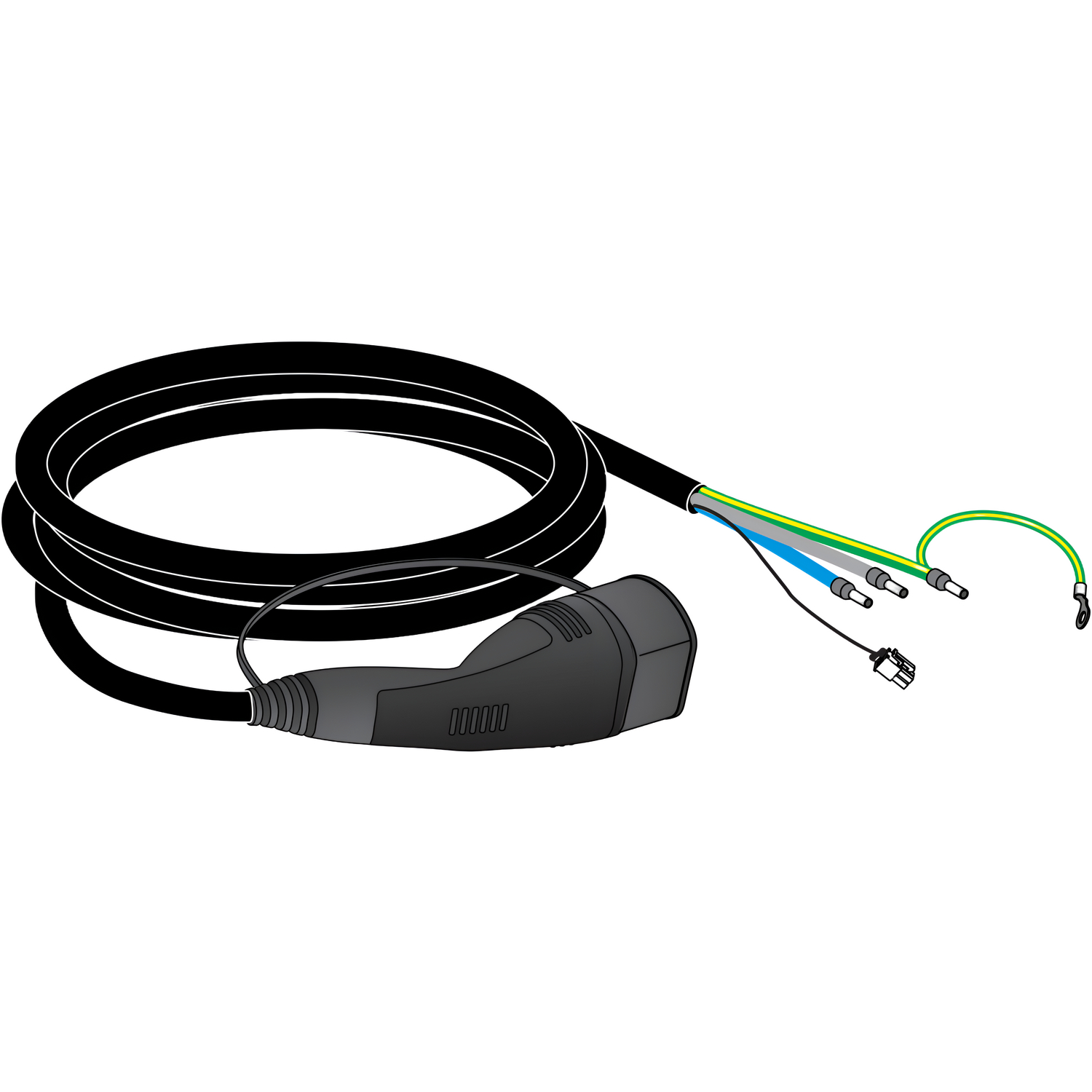 E-autó töltőkábel 4m 16A 240V AC 1F T1/jármű szabad érvég/töltő EVlink Wallbox Schneider