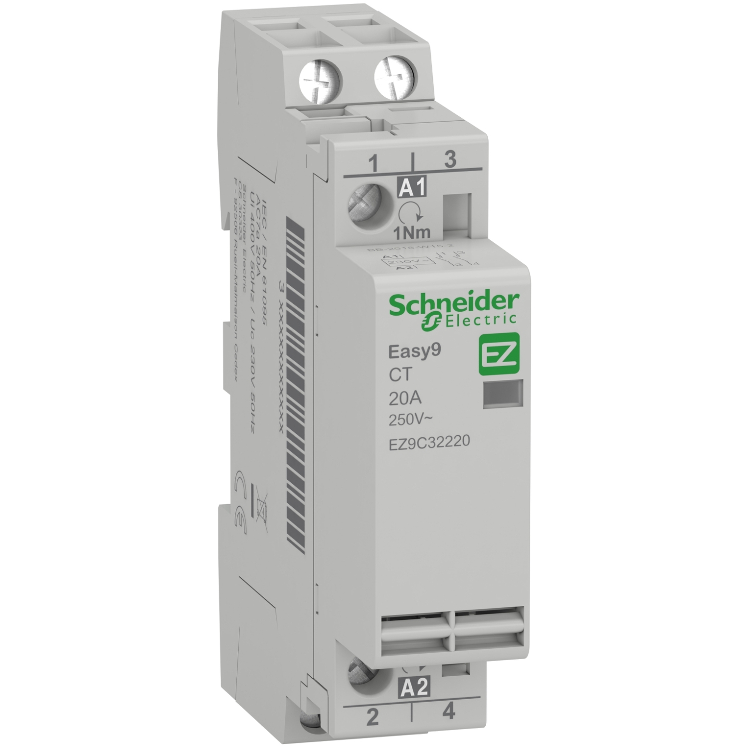 Installációs kontaktor sorolható 20A/ 230V AC 2z 220-230V AC-műk 1M Easy9 Pro Schneider