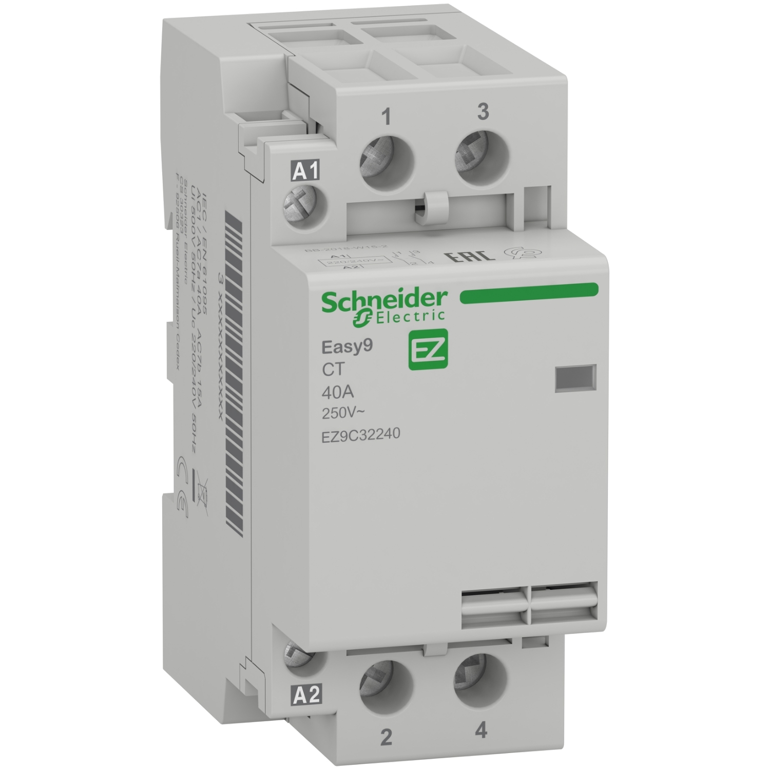 Installációs kontaktor sorolható 40A/ 230V AC 2z 220-230V AC-műk 2M Easy9 Pro Schneider