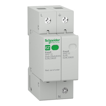 Túlfeszültség-levezető dugaszolható 1P+N T2 TN-S TT 230V/AC 20kA 2M Easy9 Pro Schneider